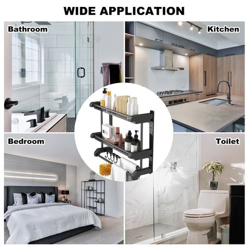 Bathroom Rack Wall-mounted Towel Rack- Double Layer - 50cm
