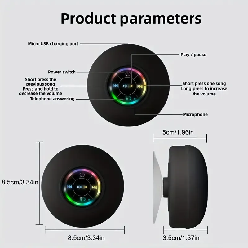 Mini Bluetooth Waterproof Speaker with LED light🔊