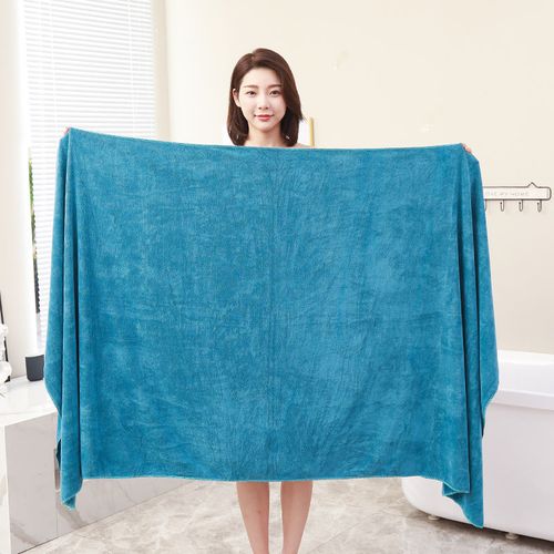 Coral Fleece Bath Towel Beauty Salon Wool Washing Center Strong Water Absorbent Bed Massage Sheet Household Large Fleece, Peacock Blue, 90 * 190cm Medium Thickness