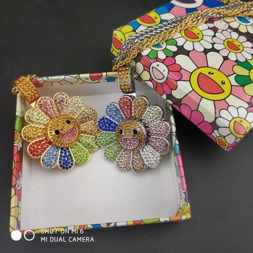 Sunflower Smiley Face Hip Hop Necklace