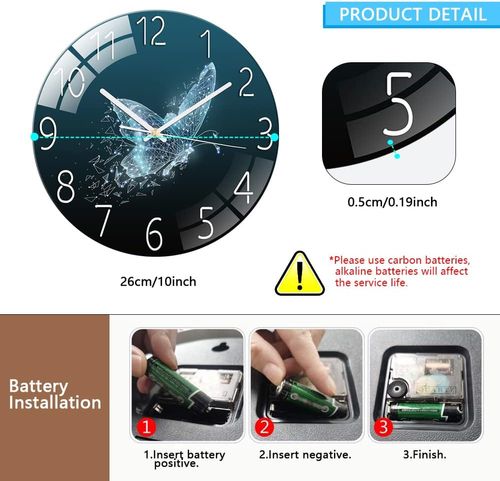 Modern Fantasy Butterfly Wall Clock Dial Silent Movement-Blue