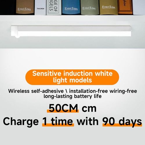 50CM LED Light Cabinet Light Rechargeable Motion Detector USB Night Light-White