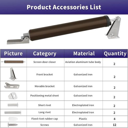 Adjustable Speed Pneumatic Automatic Door Closer - Brown