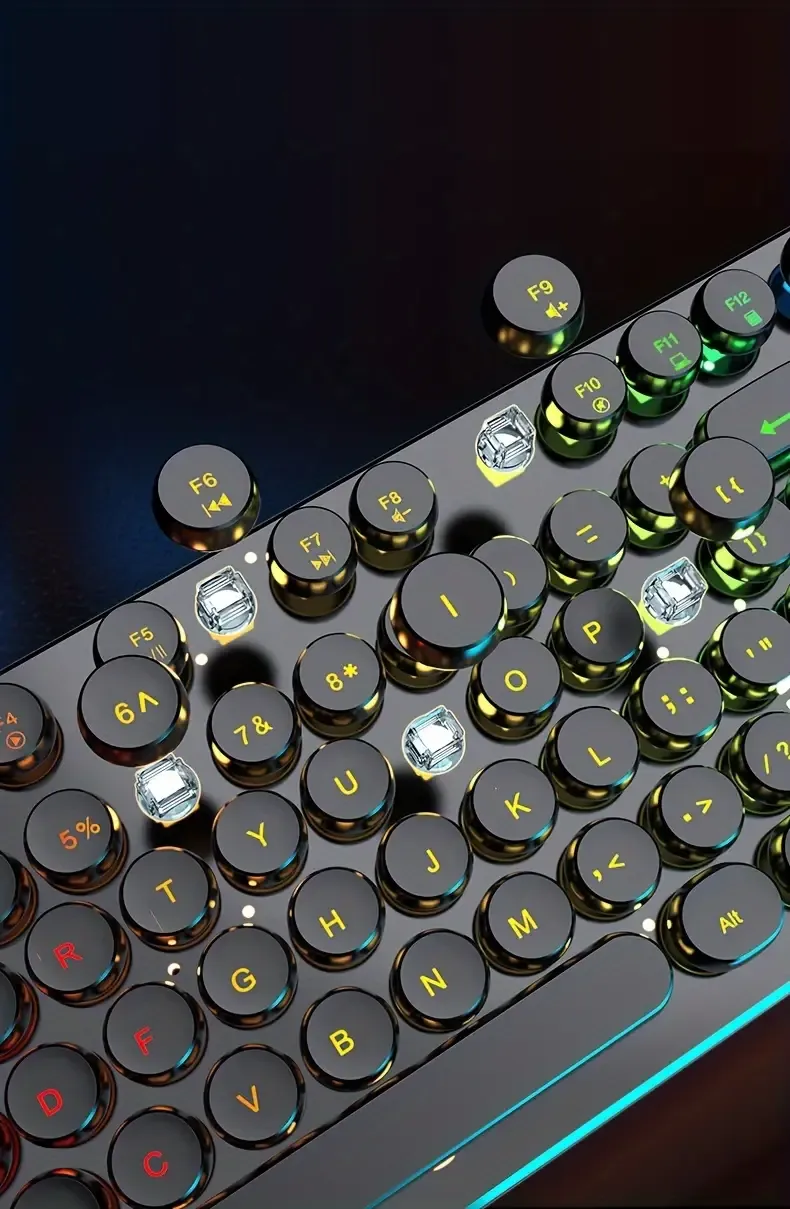 EWEADN GX330 Retro-Style Wired Gaming Keyboard - Experience Ergonomic Comfort with Silent, LED-Backlit Keys and Seamless USB Connectivity for PC and Laptop