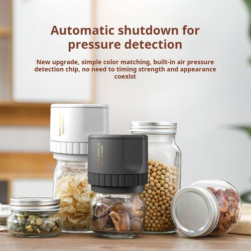 Automatic Mason Jar Vacuum Sealer, Leakproof Electric Sealer with Strong Suction, Made of Premium Materials, for Food Preservation and Waste Reduction
