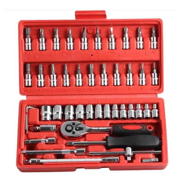 Set of 46pcs Manual Machine Auto Repair Combination Tool sets Hand Impact Spanner Small Socket Wrench set