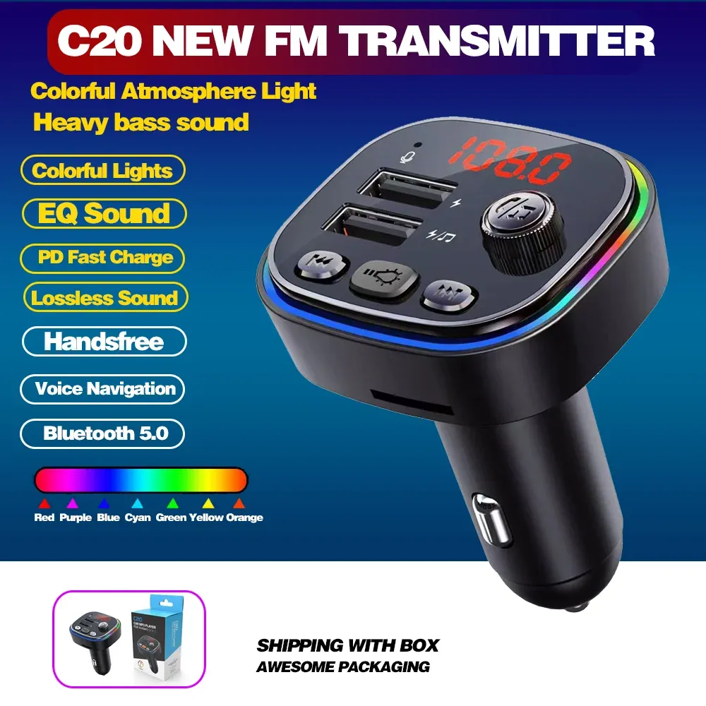 C20 Car FM Transmitter Dual USB Auto Audio Player