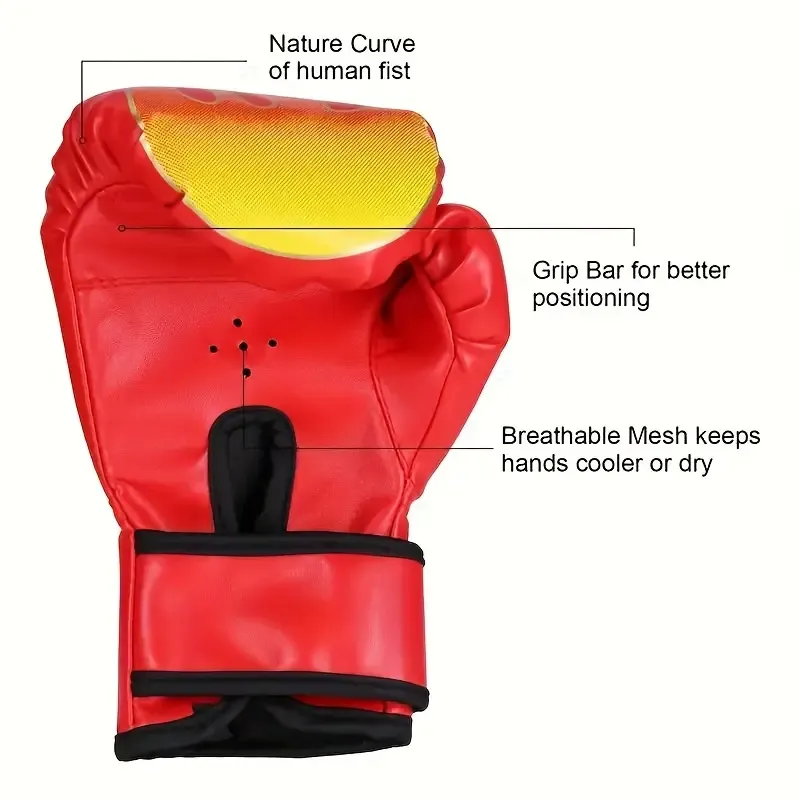 Boxing Sanda Gloves Training for Children and Teenagers Fighting Training Protective Gear Fitness One-time Forming Gloves Blue Flame Model Product Description