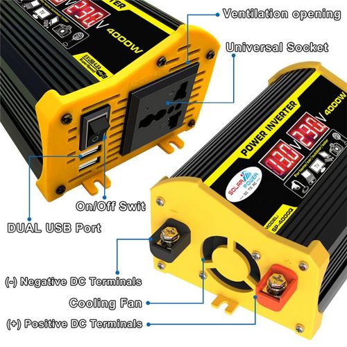 Power Inverter 4000W Peaks DC12V To AC220V Portable