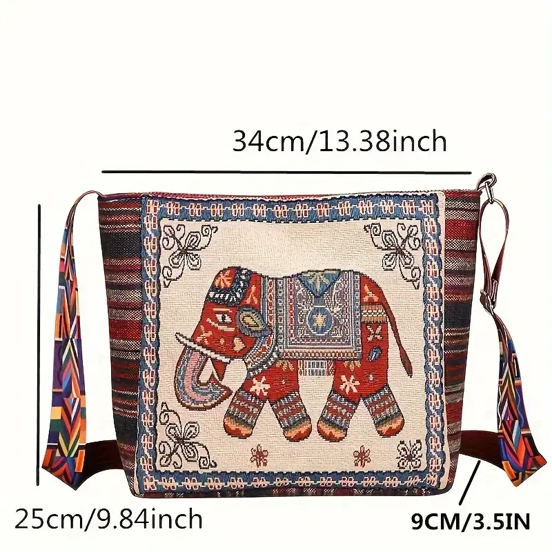 Bohemian Tribal Embroidered Elephant Shoulder Bag