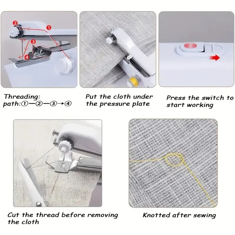 Handheld portable sewing machine