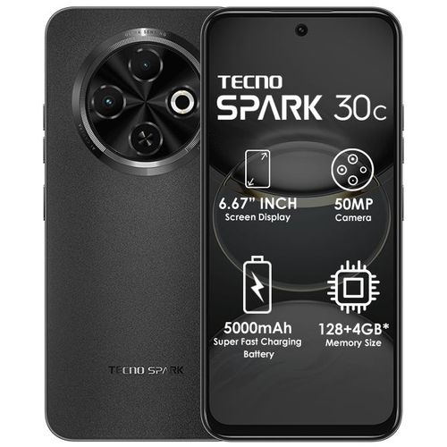 Tecno Spark 30C 6.6  4GB RAM 128GB ROM Android 14 - Black