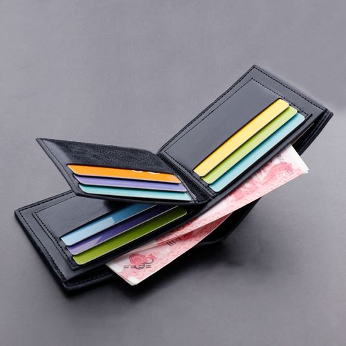 Men's Short Leather Wallet Card Holder Money Organizer Black