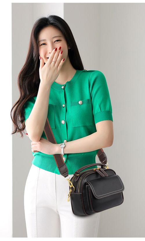 Duo Design double-layer shoulder bag with wide strap