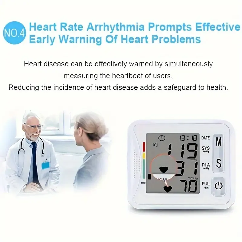 TAIKON W01 Digital Blood Pressure Monitor with Pulse Rate Detection - Easy-to-Use Wrist Cuff