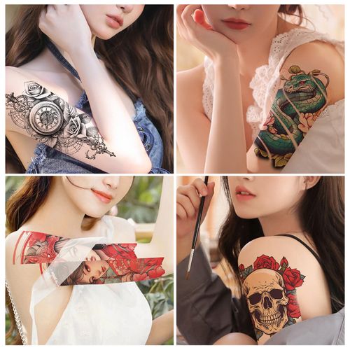 10 pcs different patterns Flower arm tattoo stickers new ins style colorful totem tattoo stickers waterproof long-lasting for men and women time tattoo stickers