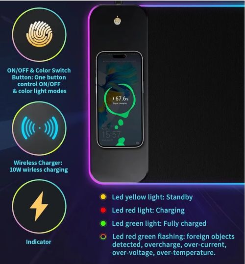 Wireless Charging RGB Gaming Mouse Pad