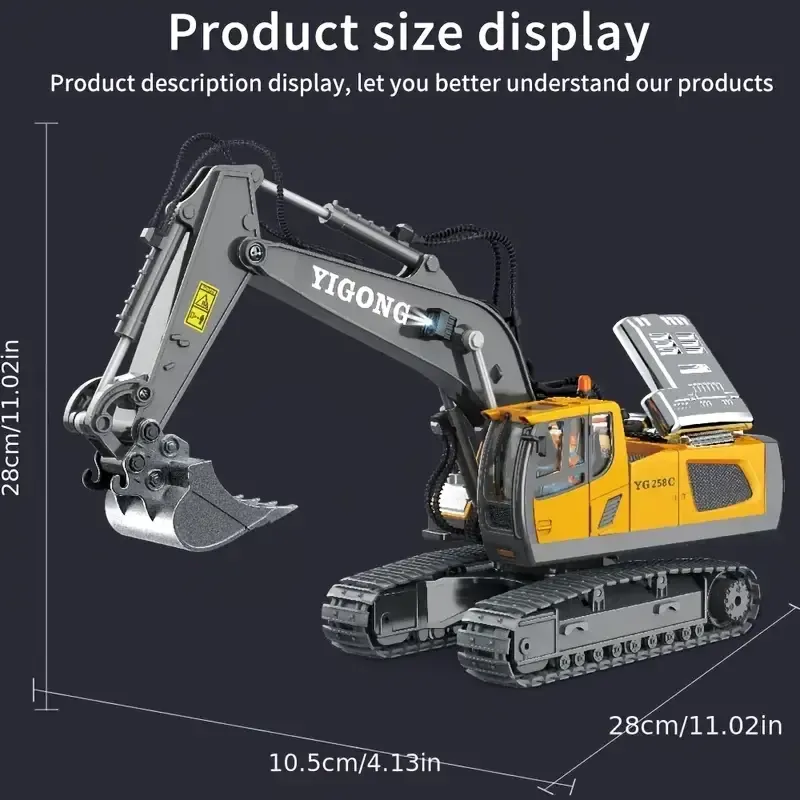 Children's large alloy remote control excavator 11 channel crawler excavator boy engineering remote car control toys