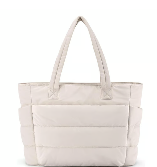 Lightweight Puffy Tote Bag White