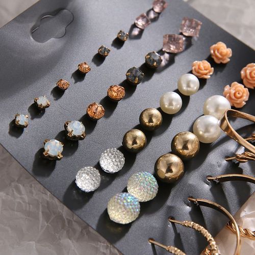 20Pairs Women's Fashion Earrings Studs Set For Daily Wear