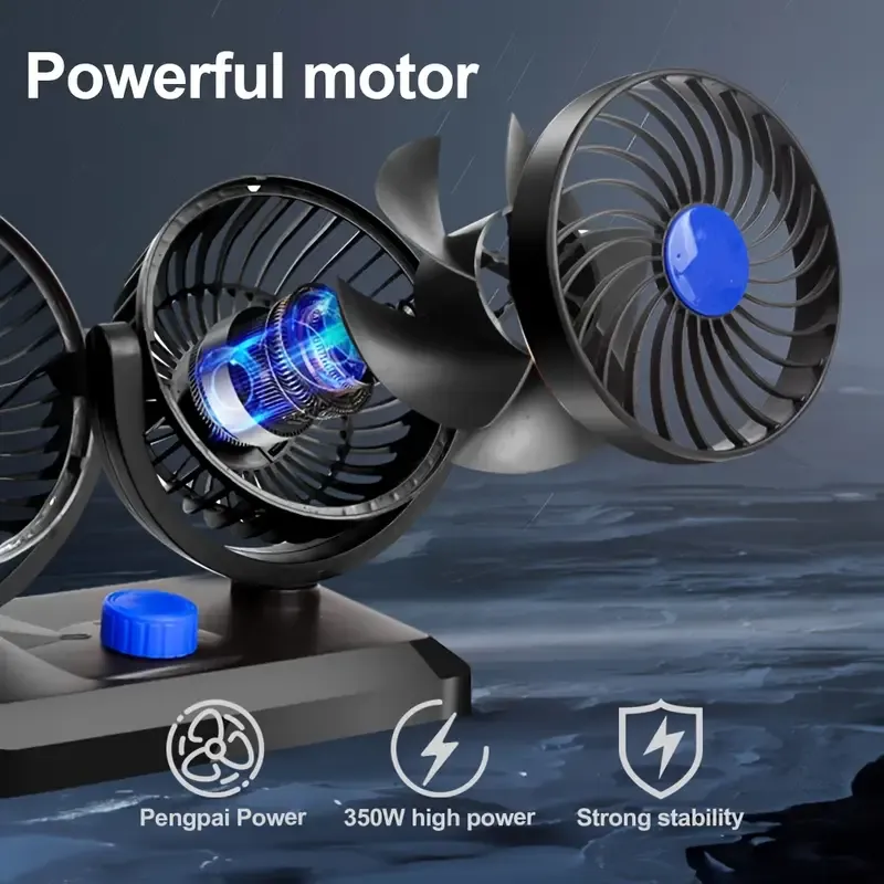 Car Dual Head Mounted USB Fan