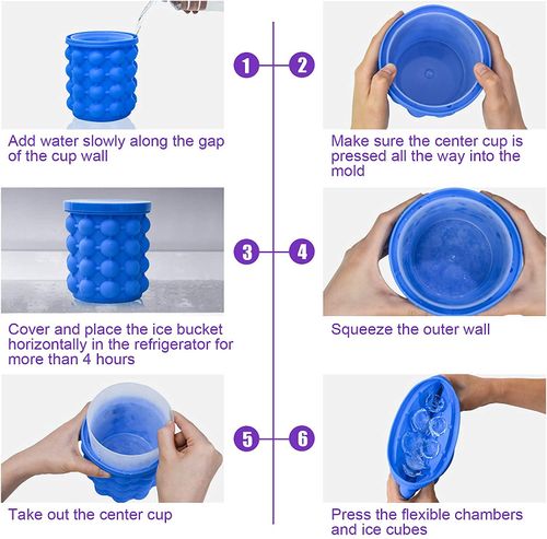 Oval ice Ice Cube Mold Ice Trays,Large Silicone Ice Bucket,(2 in 1) Ice Cube Maker,Round,Portable,For Frozen Whiskey,Cocktail,Beverages