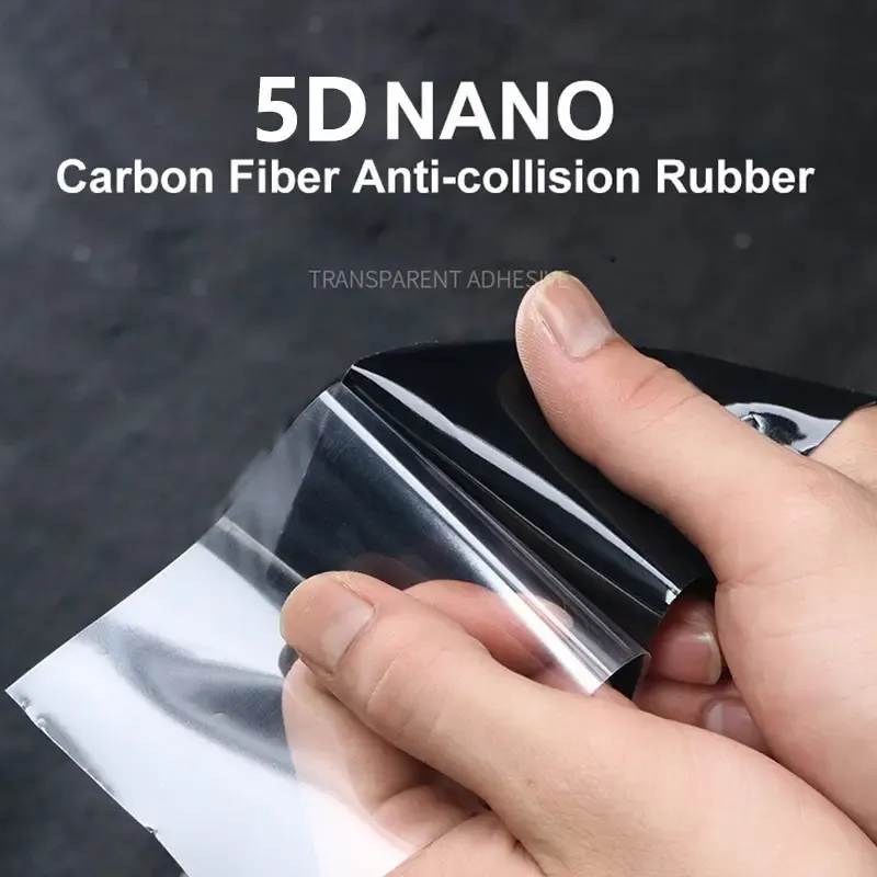 5D Carbon Fiber Reflective Automotive Tape: High-Gloss, Scratch-Resistant, Self-Adhesive Safety Protection for Car Door Sills and Mirrors - Weatherproof Finish, 2.76x118.11 inch Pack