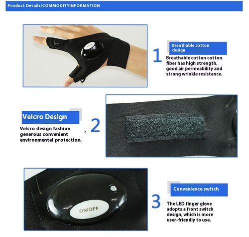 2024 New Fishing Gloves LED Flashlight Luminous Outdoor Breathable Lighting Glowing Gloves USB Finger Light Gloves