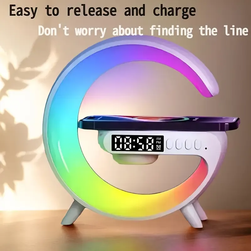 Wireless Speaker Wireless Charging Atmosphere Night Light Speaker Birthday Gift for Boyfriend, Girlfriend, Best Friend, Brother-White