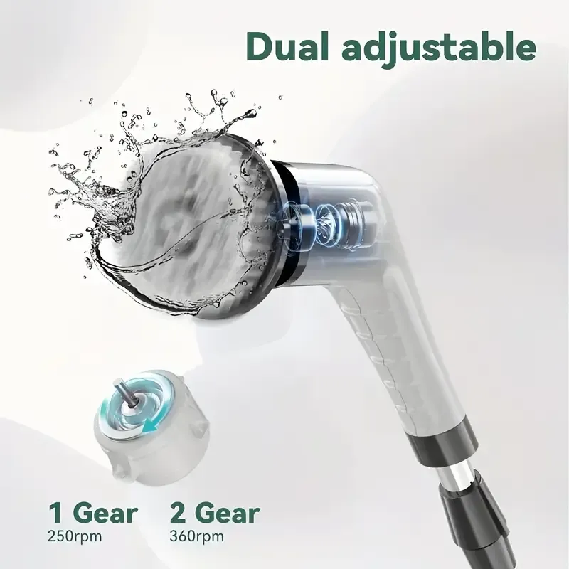 9-In-1 Electric Convenient Rotating Cleaning Brush, Wireless Shower Brush, Interchangeable Brush Heads, Adjustable Telescopic Handle, Comes with a 2-Speed Electric Cleaning Brush, Suitable for Floors, Bathrooms, Bathtubs, Tiles, Kitchens, Perfect for Occasions Like Valentine'S Day, Birthdays, And More.