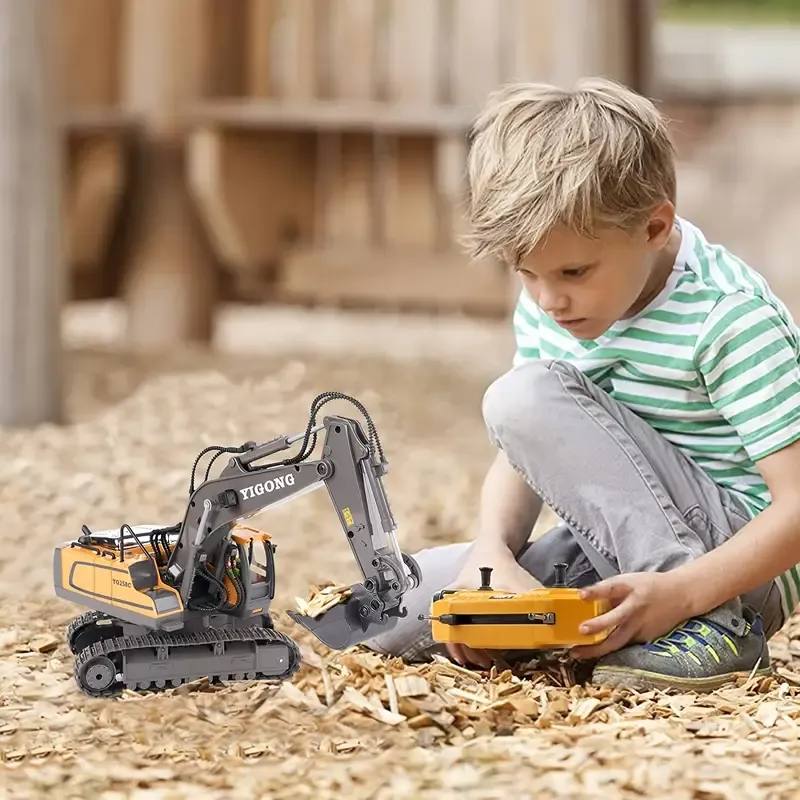 Children's large alloy remote control excavator 11 channel crawler excavator boy engineering remote car control toys