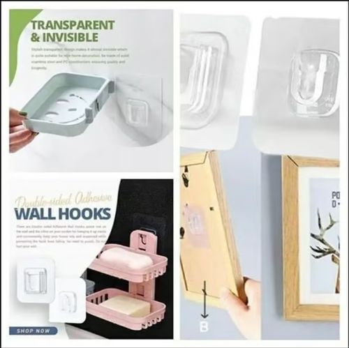 10 Pairs Transparent Double-sided Adhesive Wall Hooks
