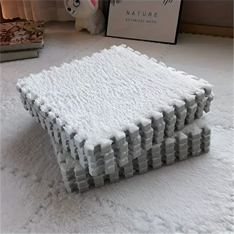 12pcs Set of Thick Bedroom Living Room Full Coverage Interlocking Carpet Tiles
