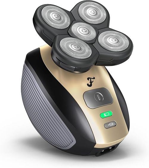 The FlexSeries Electric Head Hair Shaver - Freebird - Ultimate Mens Cordless Rechargeable Wet-Dry Skull & Bald Head Waterproof Razor with Rotary Blades, Clippers, Nose Trimmer, Brush, Massager