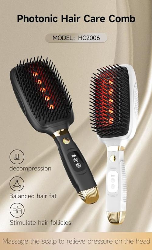 Red Light Therapy Comb, Professional Vibration & Microcurrent Massage Comb for Hair Treatment, Advanced Scalp Care Brush for Hair Styling Promote Hair Growth, Suitable for Men & Women (Black)