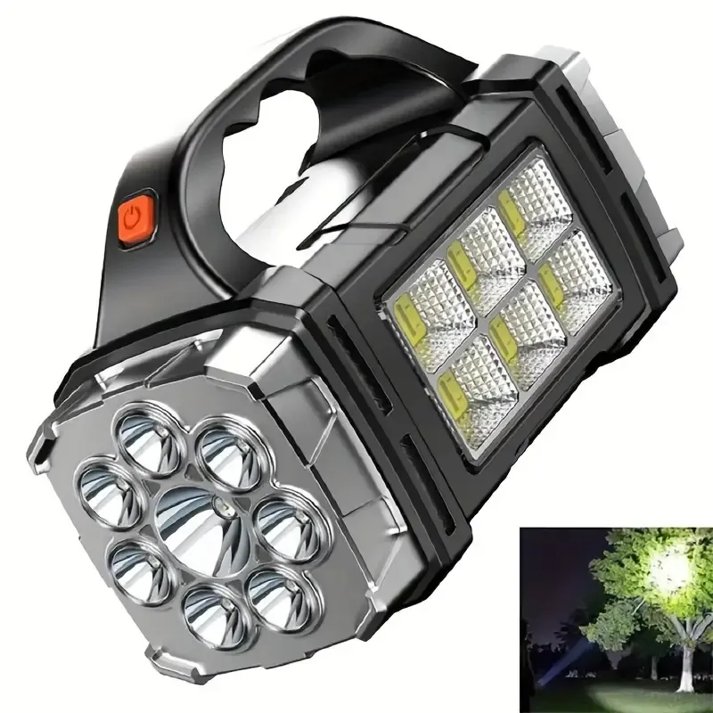 1pc 2200W Ultimate Super-Bright LED Searchlight - Ultra-Portable, Dual Solar+USB Rechargeable