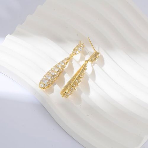 Rhinestone silver needle earrings