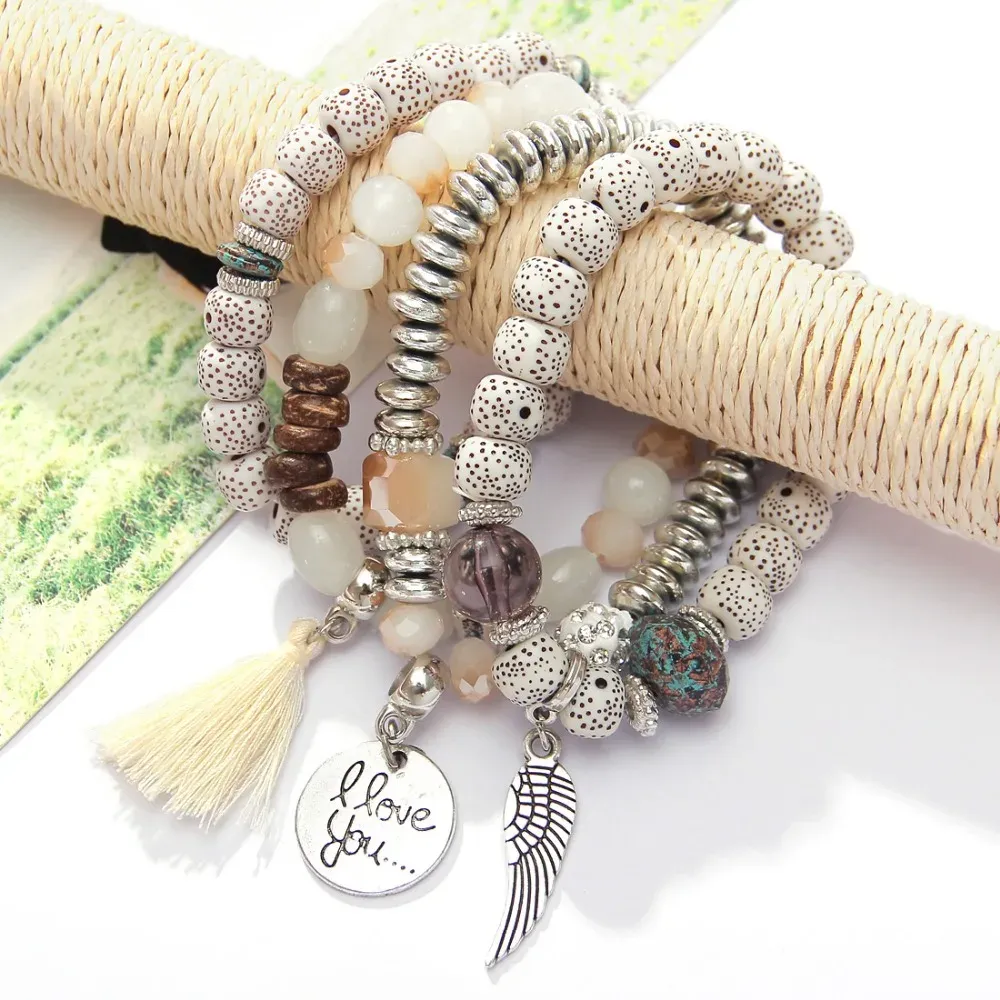 4 PCS Bohemian Beaded Bracelets