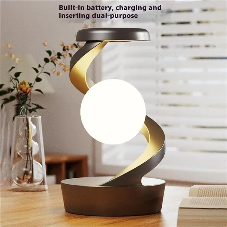 Spiral Levitation Floating Light RGB Night Light with Phone Wireless Charging Pad