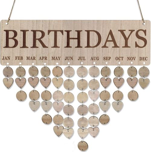 Wooden Birthday Reminder Calendar - Family Wall Hanging Birthday Calendar Board