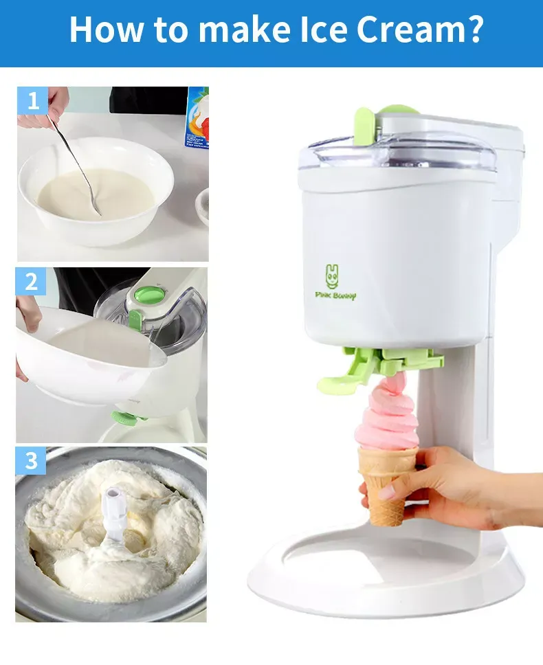 Benny Rabbit Household Ice Cream Machine Small Mini Fully Automatic Cone Ice Cream Machine Homemade Ice Cream Cone Machine