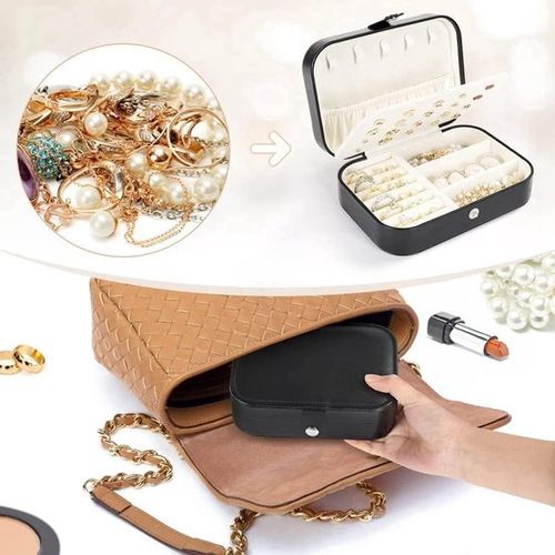 Jewelry Box Jewelries Storage Case PU Leather Organizer - 16.5*11.5*5.5cm - Black