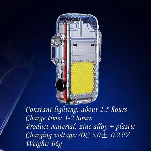 Waterproof Outdoor Arc Electric Lighter USB Rechargeable Lighter LED Flashlight Double Arc Plasma Lighter Perfect for Camping Hiking Traveling