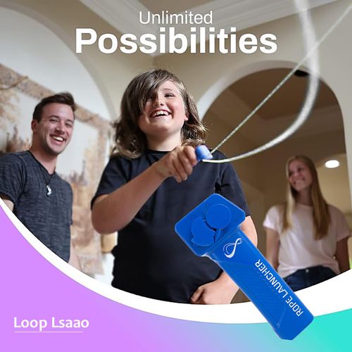 String Lasso Rope Launcher Glow in The Dark Loop Rope String Shooter Fidget Toy for Adults Party Gift (Blue)
