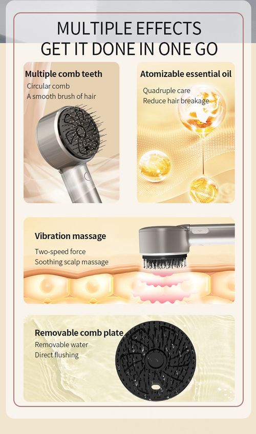 USB Rechargeable Vibration Massage Hair Comb with Mist Spray