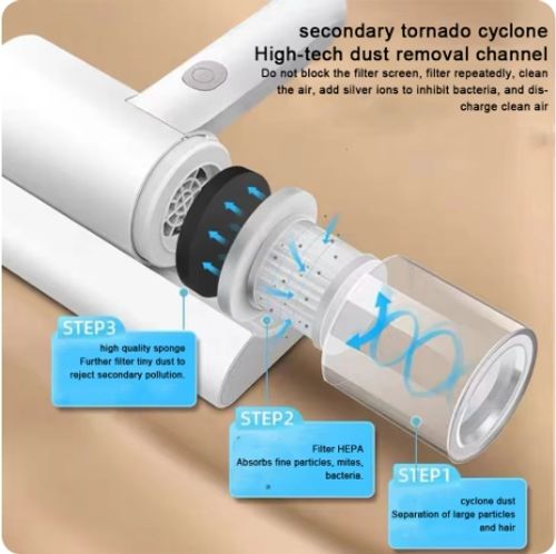 Handheld Mite Removal Machine Cordless Handheld Vacuum Cleaner USB Rechargeable Mite Remover Brush for Bed and Sofa Pillow