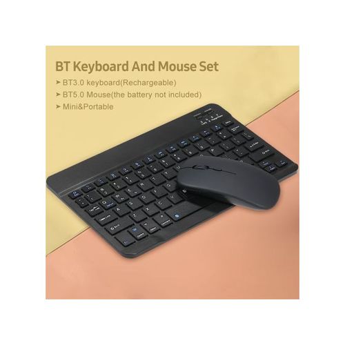 10inch BT Rechargeable Mini Keyboard Mouse Combo 78 Keys