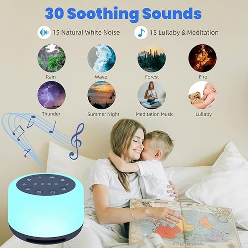 Sleep Sound Machine 24 Natural Soothing Sounds 7 Color Breathing Lights and Night Light with Timer Memory Feature Rechargeable Portable White Noise Machine for Baby Kids Adults
