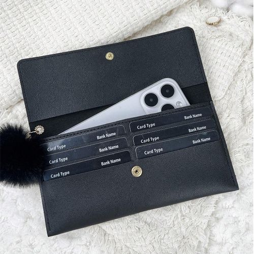 Lady Purse Solid Color Wallet Women's Card Wallets - Black