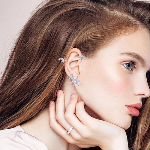Snowflake Earrings Ear Hook Elegant Zircon No Pierced Ears